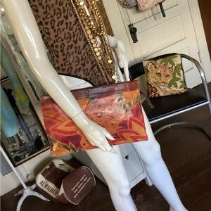 Vintage leather envelope clutch